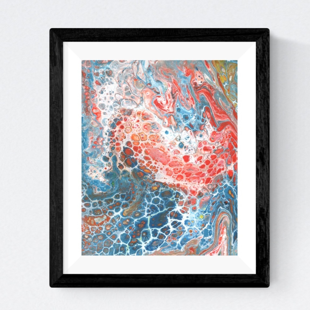 Abstract Art 8x10 orange blue